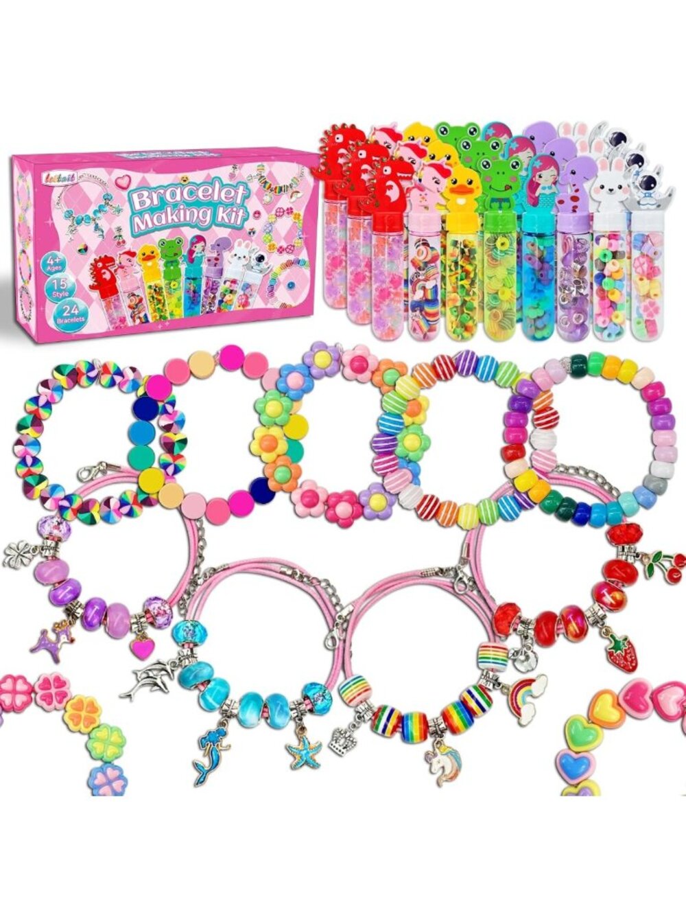 24 Pack Charm Bracelet Making Kit for Kids - Unicorn Party Favors & Goodie Bag
